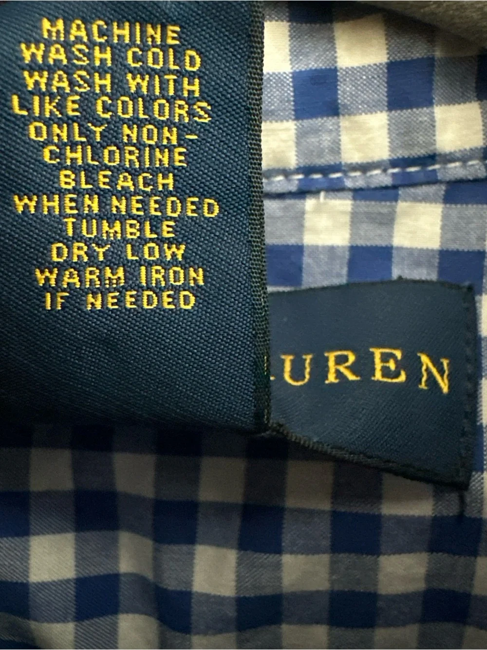 Ralph Lauren Blue Gingham Button Down Long Sleeve Shirt Navy Pony Boy's Size 8